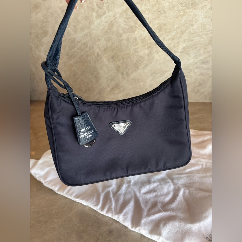 Prada Navy Nylon Shoulder Bag AUTHENTIC